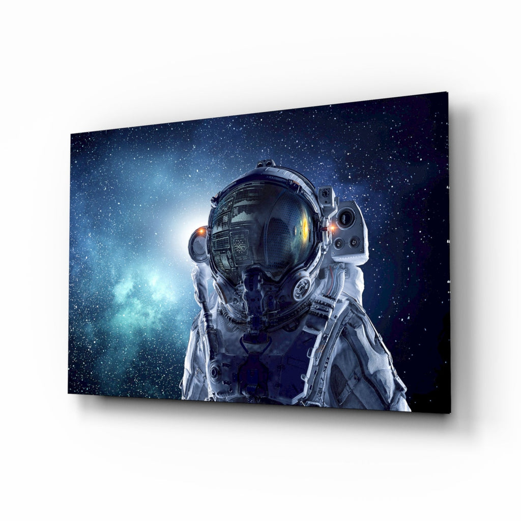 Astronaut In Space Glass Wall Art