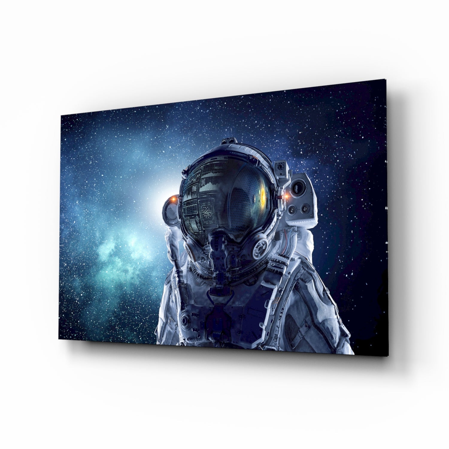 Astronaut In Space Glass Wall Art