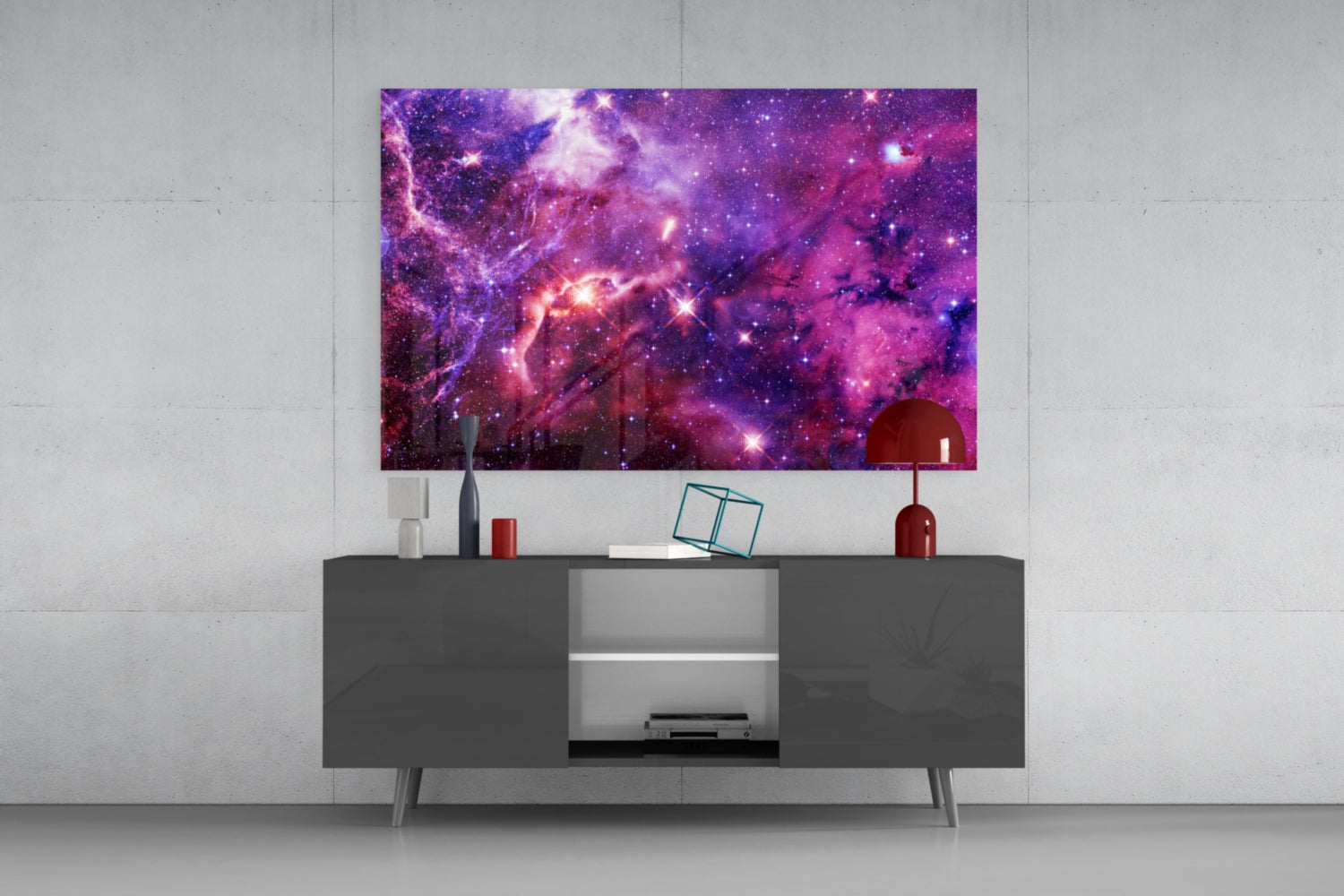 Space Purple Glass Wall Art