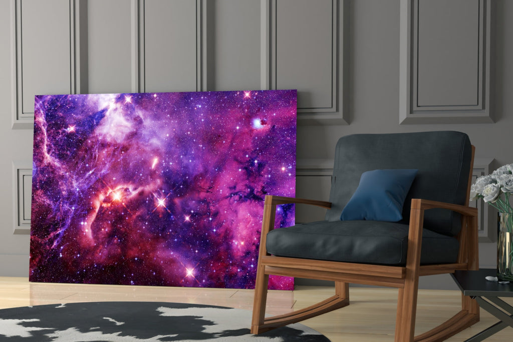 Space Purple Glass Wall Art