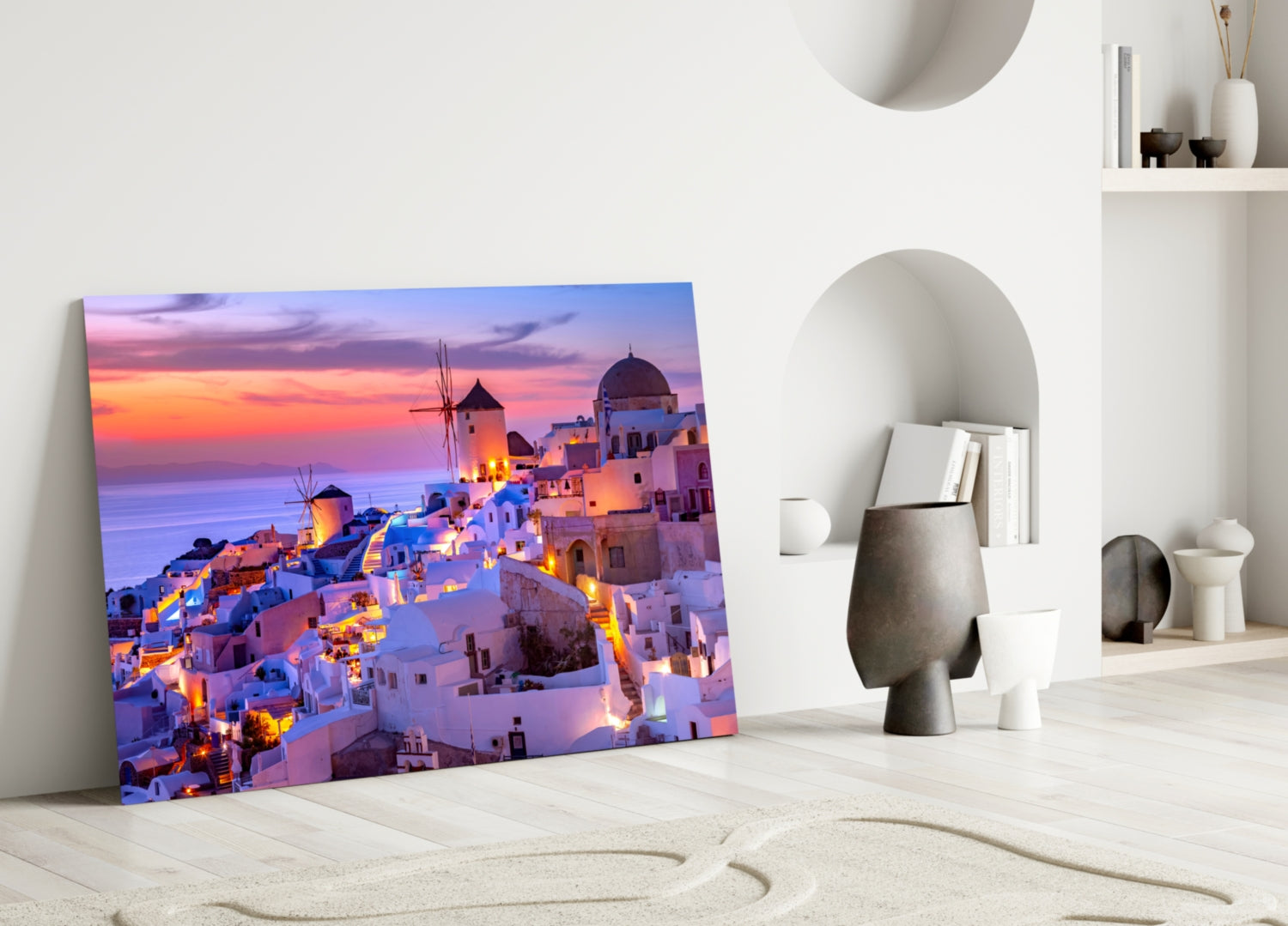 Santorini Glass Wall Art